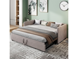 Sofá Cama Extensible 90/180x200 Cm Con Somier De Láminas, Cama Multifuncional, Tejido De Terciopelo, Color Gris