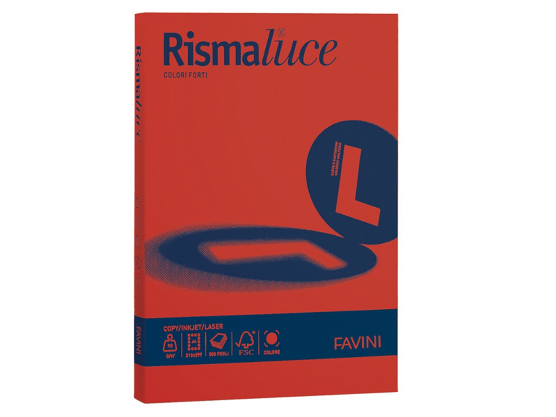 FAVINI Rismaluce Papel para Impresora de Inyección de Tinta A4 210X297 Mm 50 Hojas Rojo