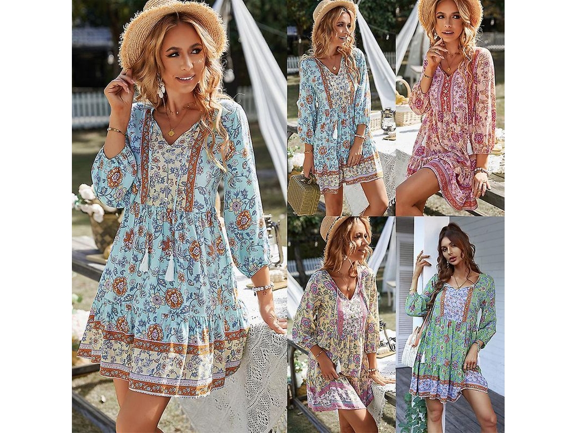Vestido Corto Informal De Flores Para Vacaciones De Verano 2022 Para Mujer. Ropa De Primavera.