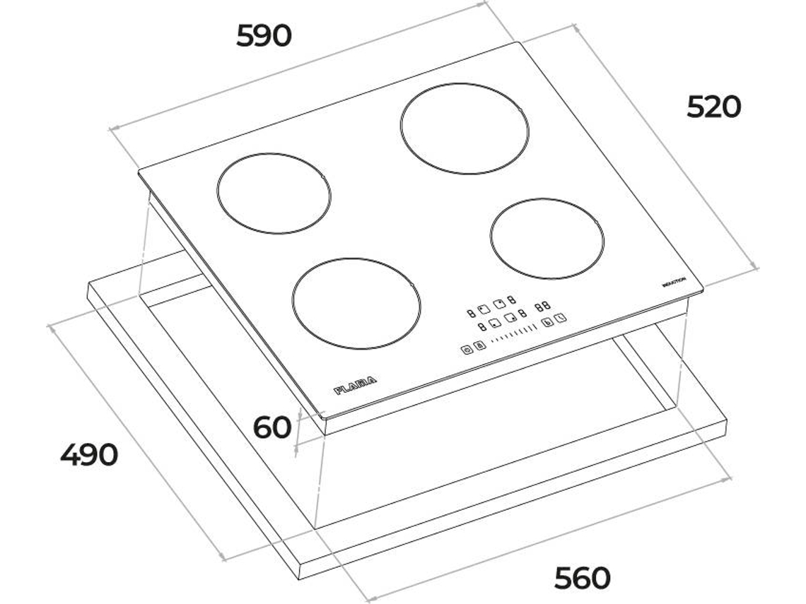 Placa de inducción FLAMA 9075FL (60 cm - Eléctrica - Negra)