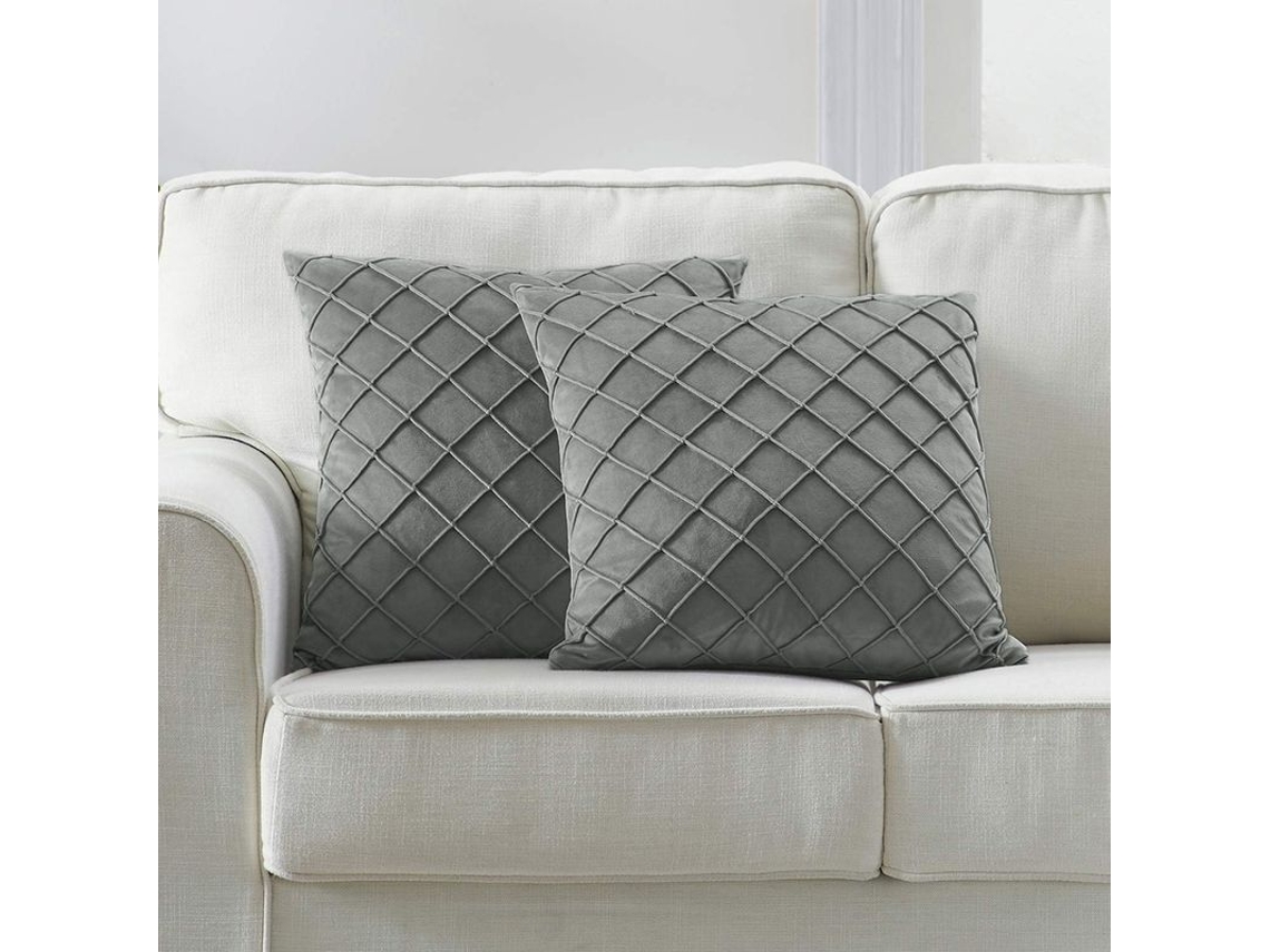 2026-41238-funda De Almohada Gris, 18x18 Pulgadas Decorativa Para Sofá Cama, Con Cremallera - Pack De 2