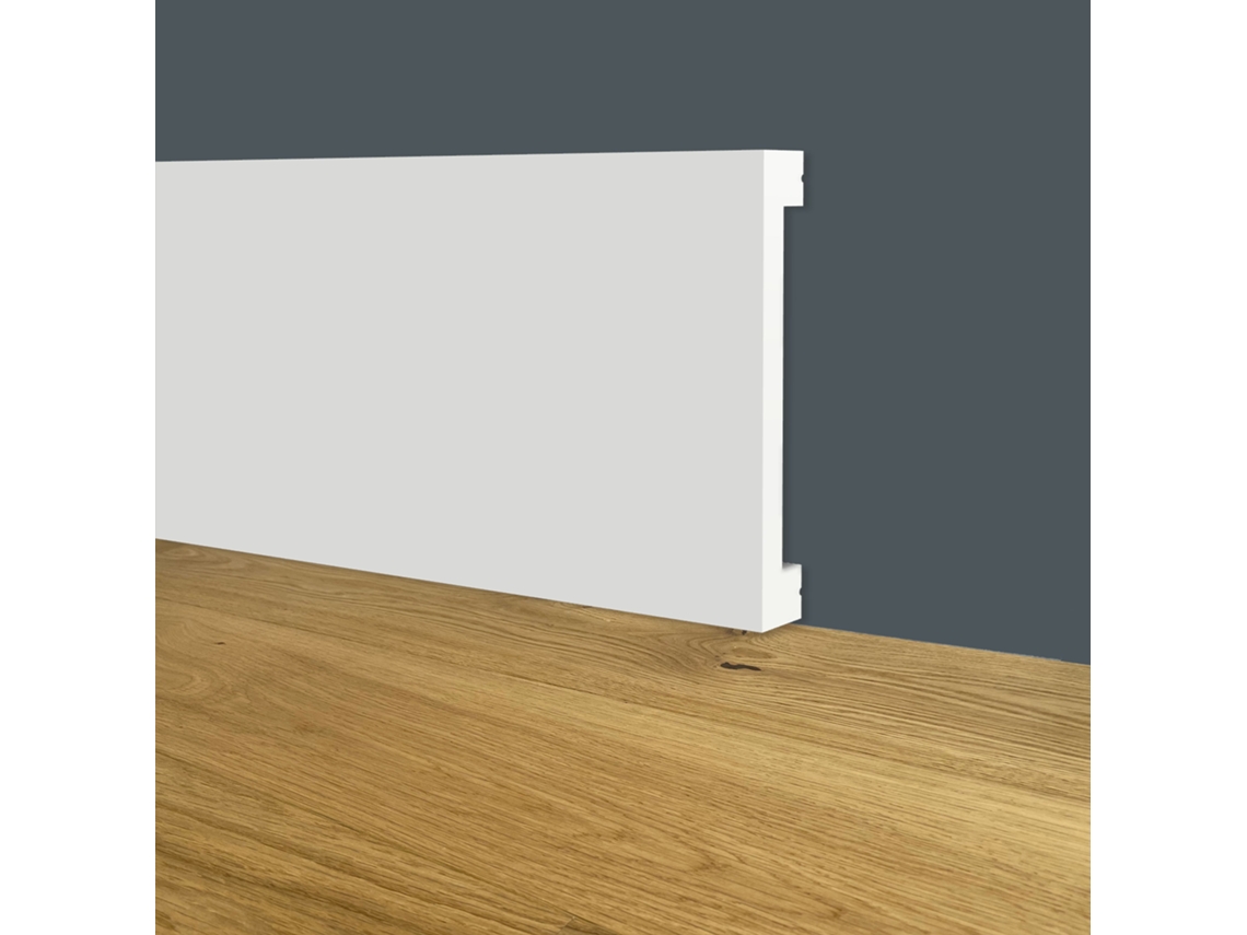 Rodapié Cuadrado Blanco 60X10X2000Mm en Polímeros Poliestructurados ETERNAL PARQUET