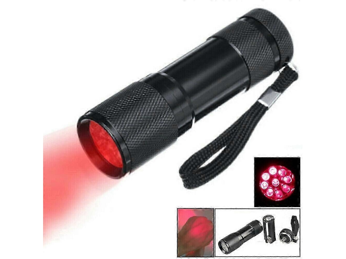 Linterna terapéutica con luz roja y 9 bombillas LED para el cuidado de los ojos y la asistencia visual.