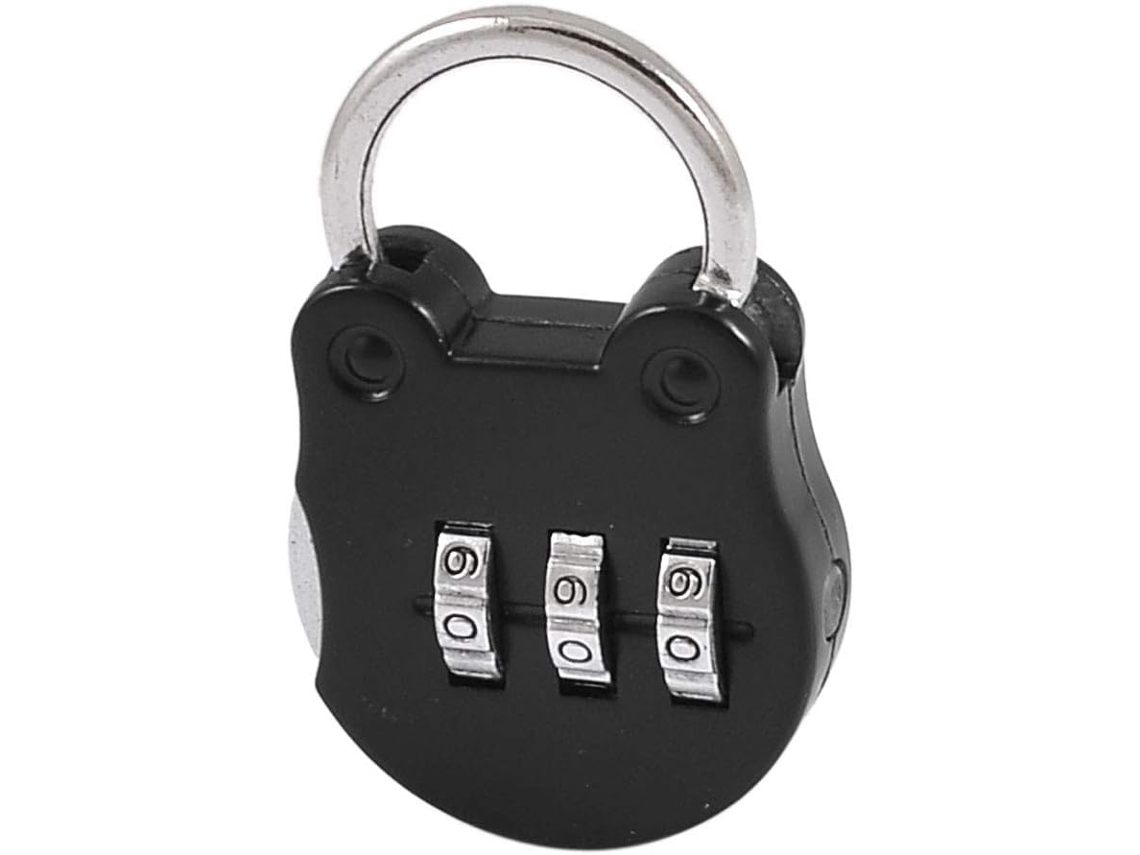 Candado De Seguridad De Combinación De 3 Códigos Con Forma De Cabeza De Rana Negra (d5efd7642af44...