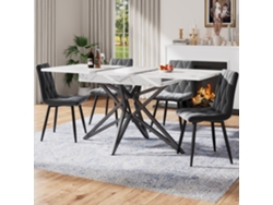 Mesa Extensible 120(160)x80 Cm Patas Estrella Hierro Negro, Efecto Mármol/nogal