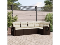 Conjunto de sofá de jardín de 5 piezas con cojines de mimbre marrón de DKD Home Decor