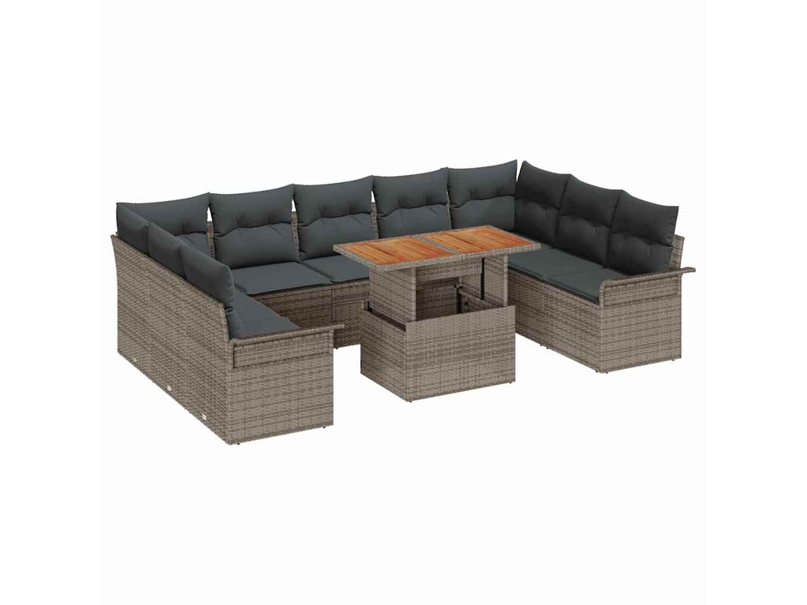 Maison Exclusive - Conjunto de sofás de jardín con cojines, 10 piezas, gris