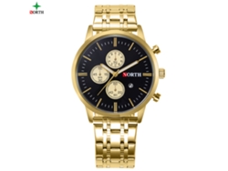 Reloj De Pulsera Analógico De Cuarzo Para Hombre, Redondo, Con Correa De Acero Inoxidable Dorado.