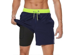 2026-pantalones De Baño Para Hombre Con Liner De Compresión 2 En 1 Secado Rápido Cortos De Playa Elásticos Con Bolsillos Con Cremallera
