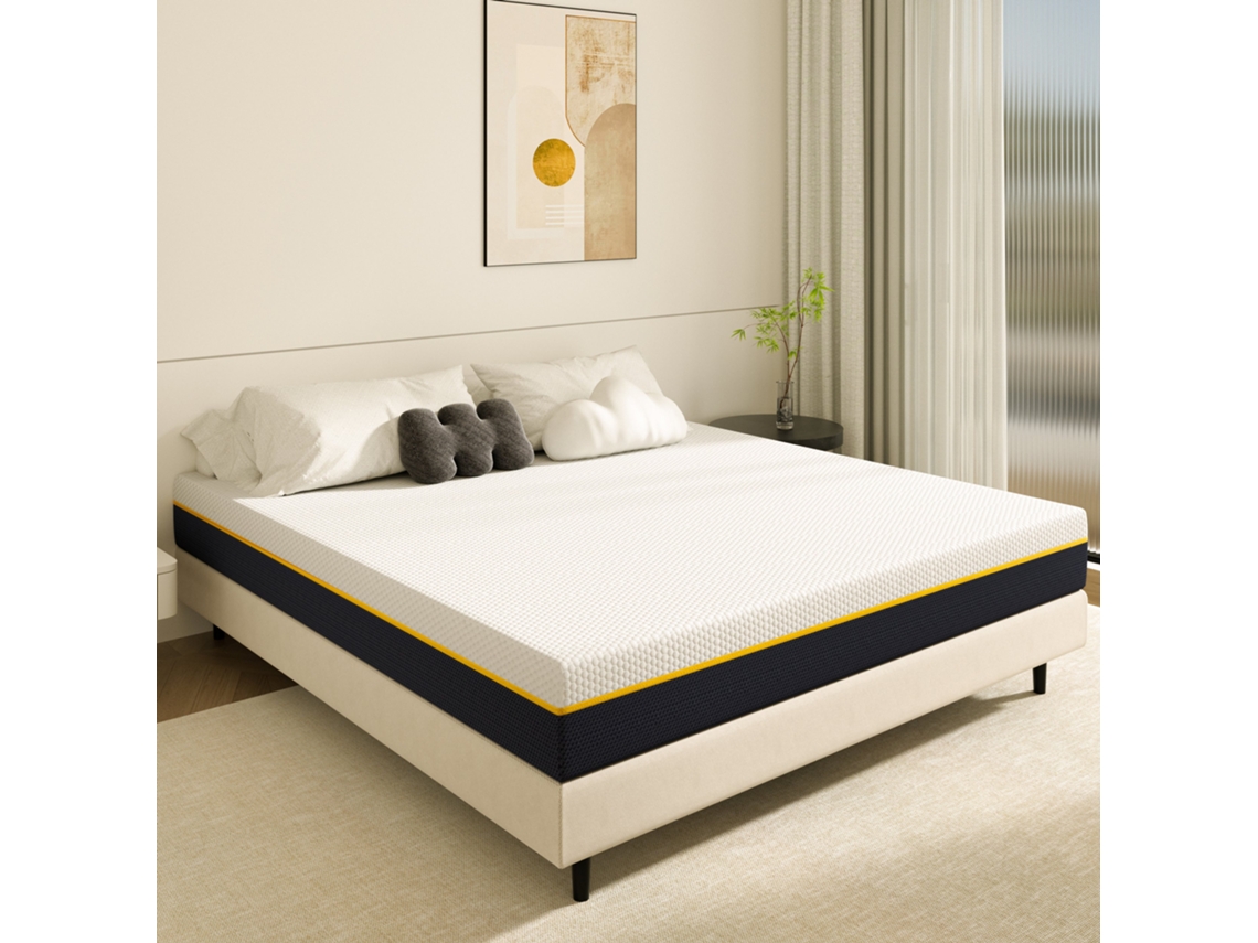 Colchón En Mousse À Mémoire De Forme 140 X 200 Cm Avec Mousse En Fibre De Charbon De Bambou, Épaisseur 17 Cm