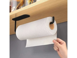 Soporte para toallas de papel negro, autoadhesivo, sin perforación, acero inoxidable