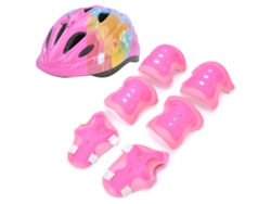 Conjunto De Protección Infantil De 7 Piezas: Casco, Rodilleras, Coderas Y Muñequeras Para Patinaje Y Ciclismo - Rosa Y Colorido