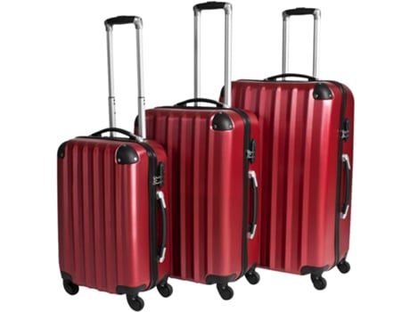 Conjunto de 3 Maletas De Viaje TECTAKE Rígidas Rojo (77.5 x 53 x 30 cm)