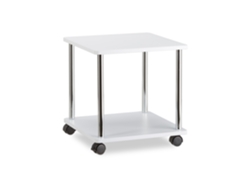 Relaxdays Mesa Auxiliar Pequeña Con Ruedas, Madera-acero Inoxidable, Blanco, 41.5 X 40 X 40 Cm