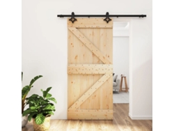 Puerta Corredera Con Herrajes Madera Maciza De Pino 95x210 Cm