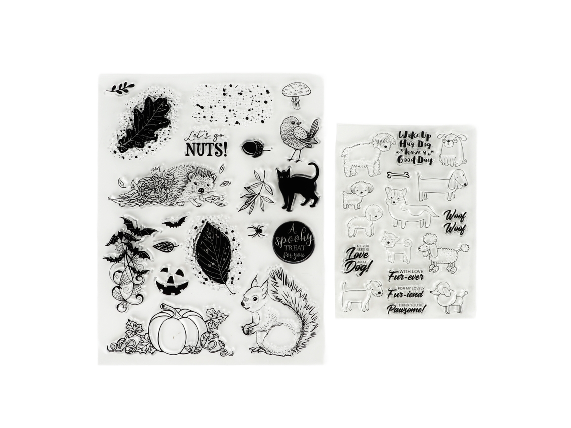2 Sellos Transparentes De Tpr Con Forma De Calabaza Y Perro Pastor Para Scrapbooking Y Tarjetas Diy.