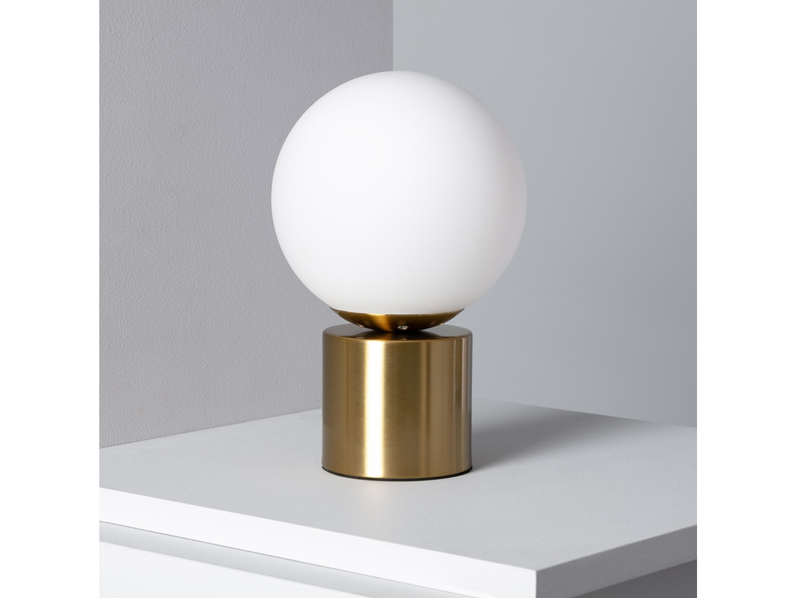 Lámpara de Mesa LEDKIA (Dorado - E27 - 40 W - Metal - Vidrio)