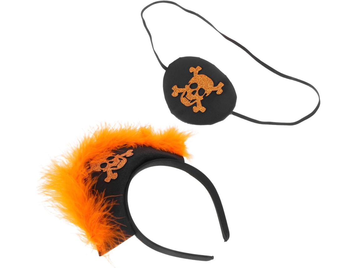 Tiara De Pirata Unissex Ciieeo Para O Halloween Com Máscara Para Os Olhos E Detalhes Em Laranja Neon, Acessório Para Cosplay.