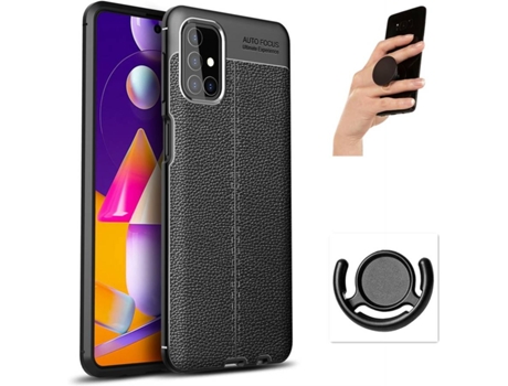 Funda, Soporte y Popsocket Samsung M31s PHONESHIELD Rugged Leather Negro