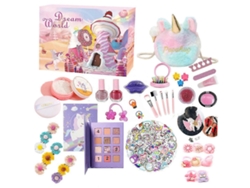 Set de maquillaje con calendario de adviento de 24 compartimentos y bolsa de unicornio, regalos para adolescentes y niños Aeuzwr