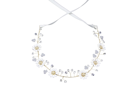 Accesorio Casamento ZMDECQNA Perlas Cristal Tocado Bohemio Accesorios Cabello Floresy Blanco