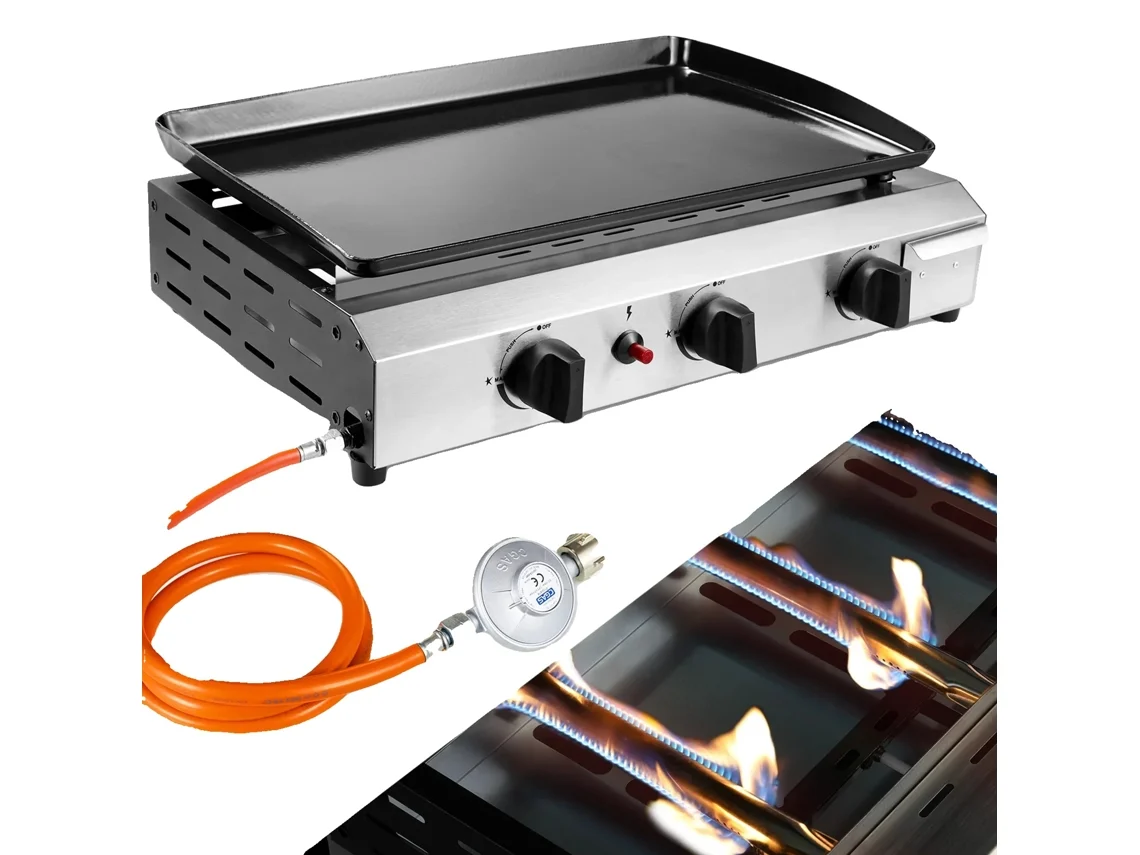 Parrilla de gas, quemadores de acero inoxidable, diseño portátil, parrilla de gas de 3 quemadores OEM