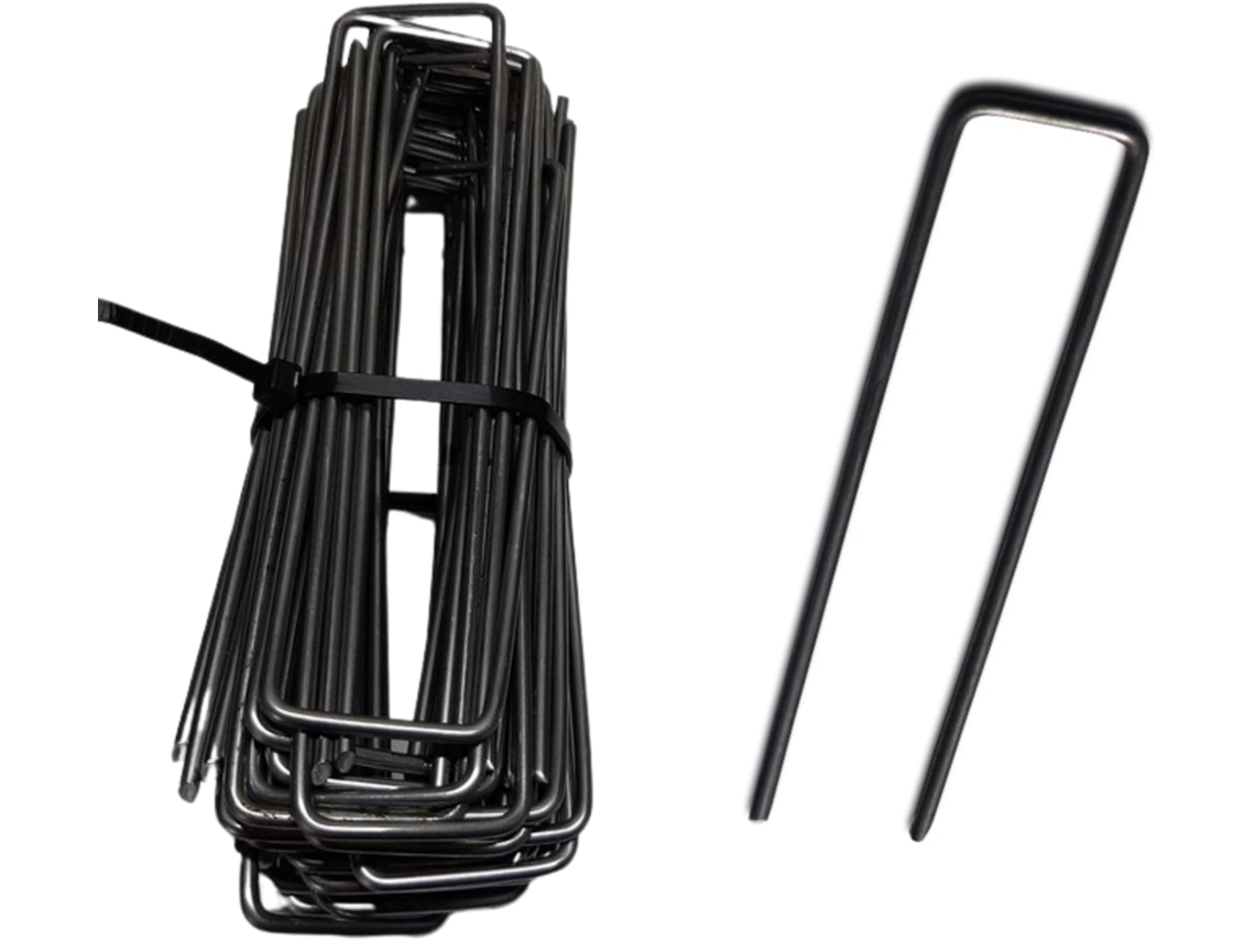 Estacas De Acero No Galvanizado (100 Uds) – Anclajes Para Jardín, Césped Artificial Y Riego – 150 Mm X 30 Mm, Ø 3 Mm