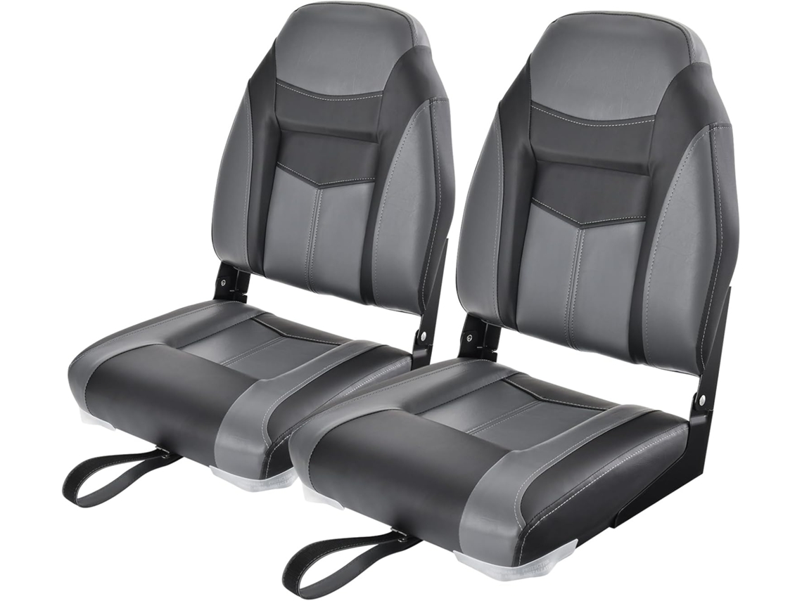 Asiento de Barco Plegable con Respaldo Alto, Asientos Barco con Cojín Acolchado Suave, Asiento de Capitán Plegable COSTWAY