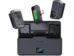 Micrófono de solapa inalámbrico para iPhone Micrófono de solapa Bluetooth tipo C Panoona