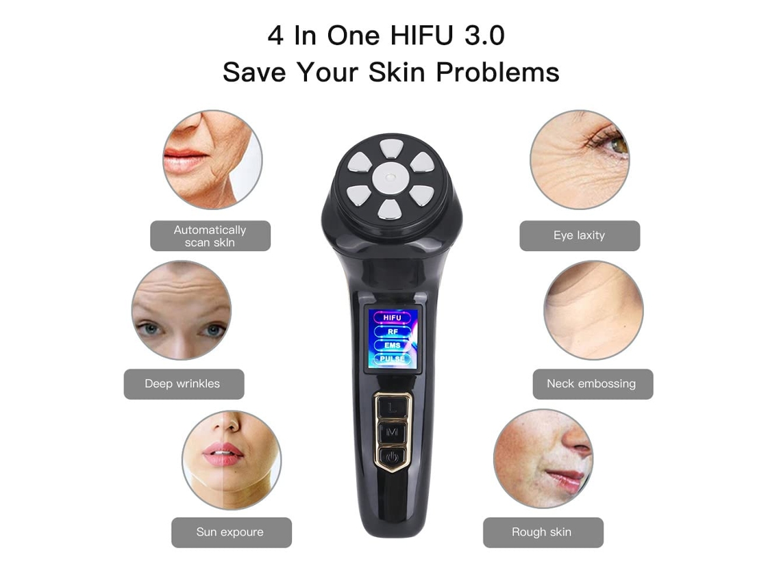 Máquina facial de eliminación de arrugas Masajeador facial 4 en 1 Máquina facial ultrasónica enfocada de alta intensidad Rejuvenecimiento Ems de CHRONUS