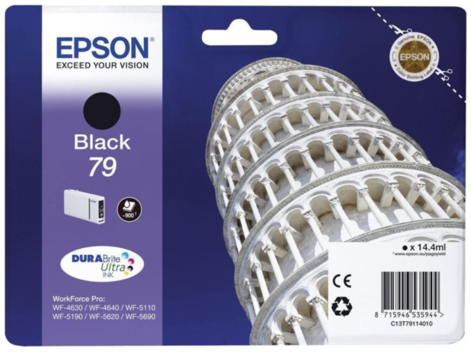 Cartucho de tinta original EPSON 79, Torre de Pisa 14,4 ml , Negro, L, C13T79114010, T7911