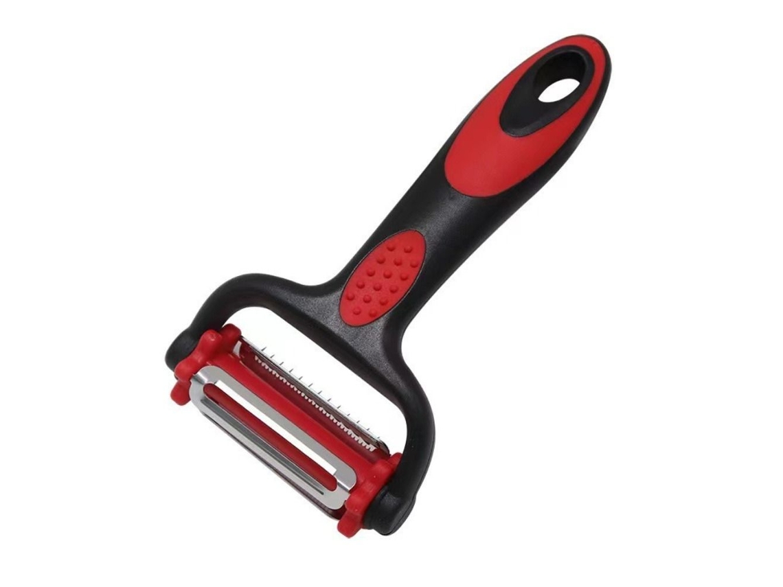 Pelador multifuncional 3 en 1 (rojo), pelador de arce de acero inoxidable
