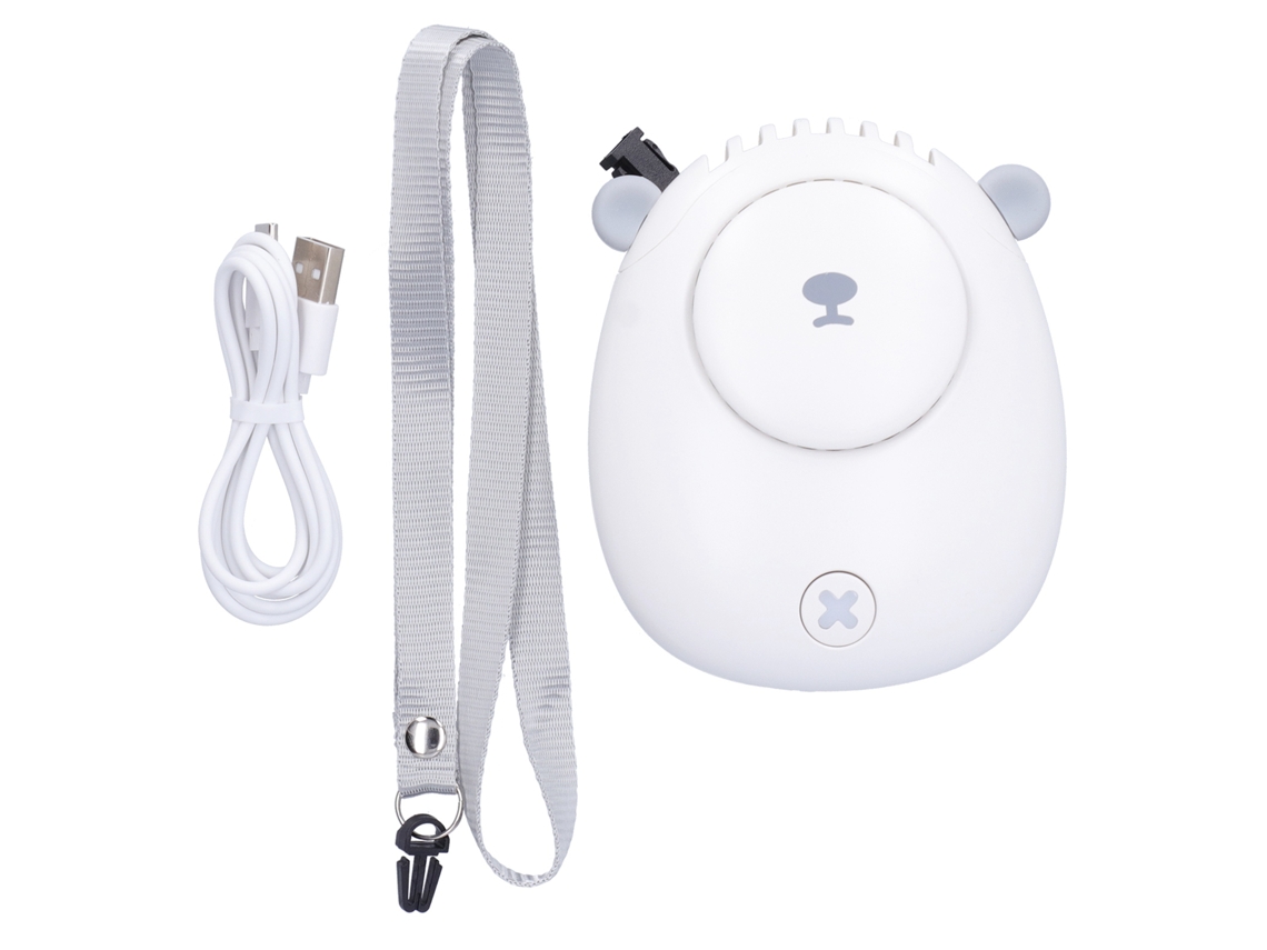NEVEANCE Adorable ventilador portátil con diseño de dibujos animados, versátil, recargable por USB, mini ventilador de cuello, silencioso, personal para casa, 