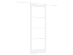 Juego de puertas correderas Vidaxl con herrajes blancos, madera maciza de pino, madera blanca (83 x 211 cm)