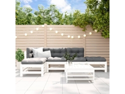 Conjunto de salón de jardín de 6 piezas de pino macizo blanco Dkd Home Decor