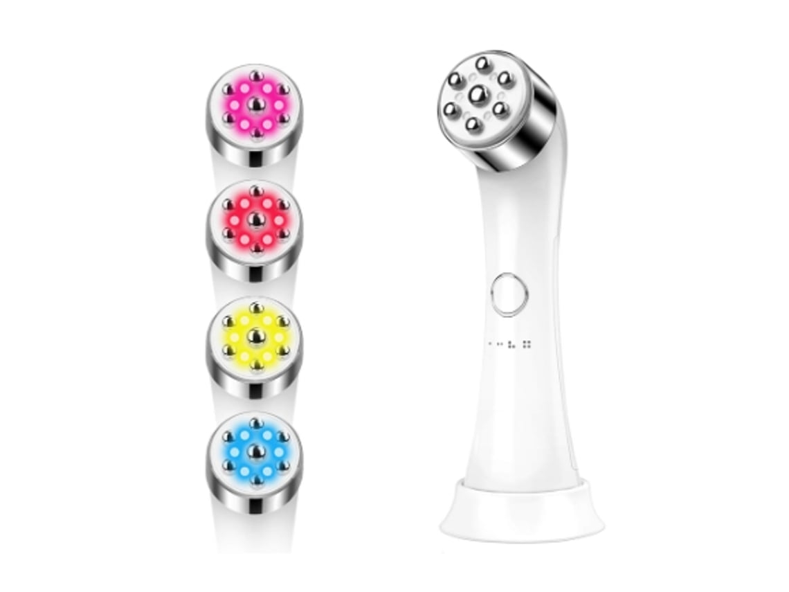 Masajeador facial para reafirmar la piel, terapia de luz LED de 4 colores, herramientas para modificar arrugas, blanco Yunzii