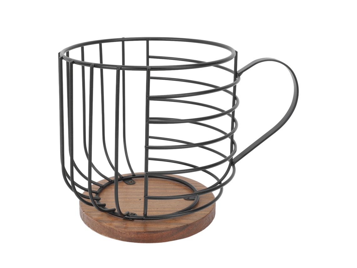 Cesta de almacenamiento para cápsulas de café con forma de taza, color negro sin palabras