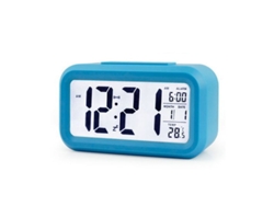 JILLIOPER Reloj despertador portátil con alarma, luz nocturna y sensor de temperatura interior para casa o oficina. Contador de tiempo portátil con luz nocturna