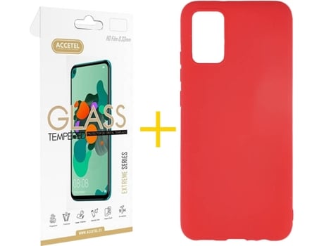 Kit Funda + Protector de Pantalla Samsung A02s ACCETEL 2856 Rojo