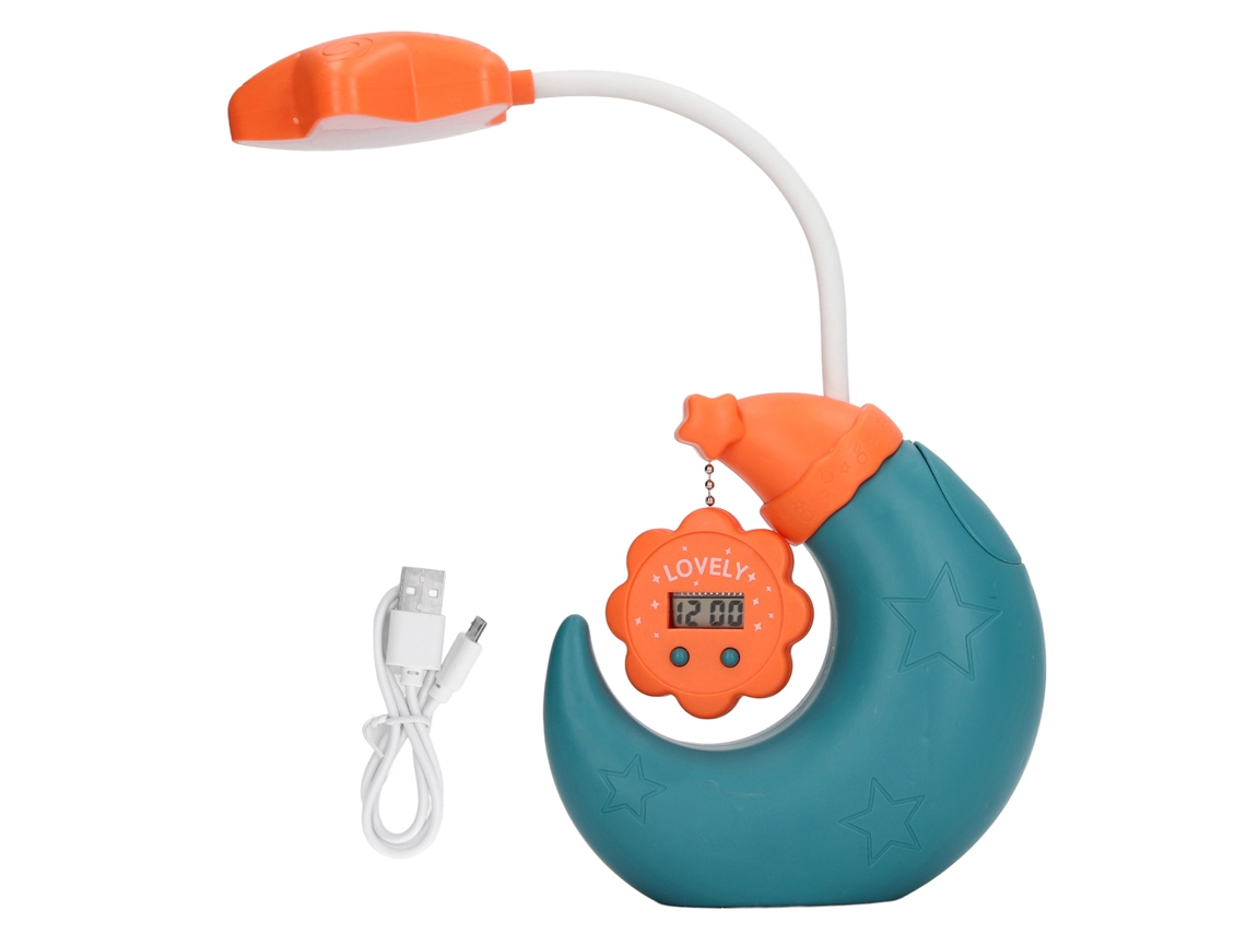 Ats-lámpara De Escritorio Con Porta Plumas Usb Carga Protección Ojos Reloj Cartoon Led Niños Verde
