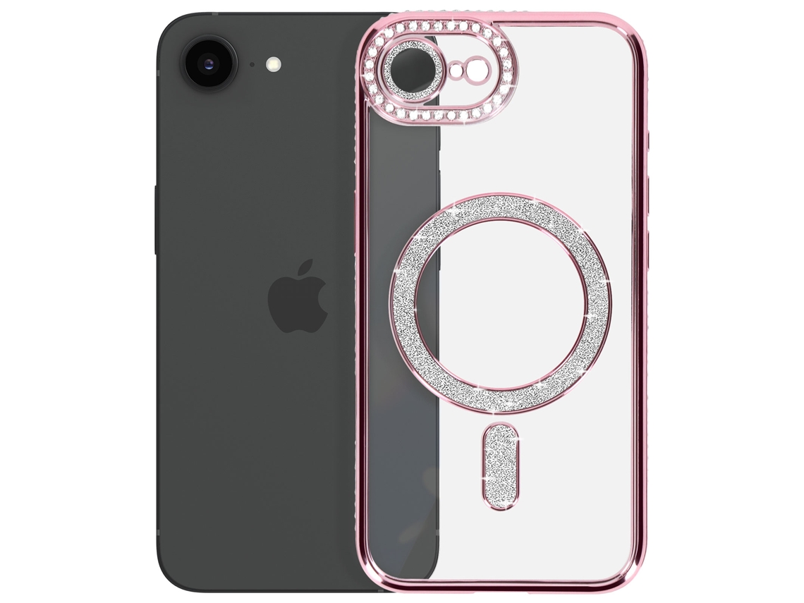 Avizar Funda Diamante Iphone 16e Magsafe Borde Strass Rosa Dorado