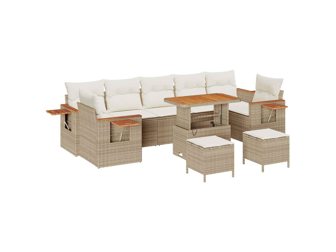 Maison Exclusive - Conjunto De Sofás De Jardín Con Cojín 13 Pcs Beige Y Crema