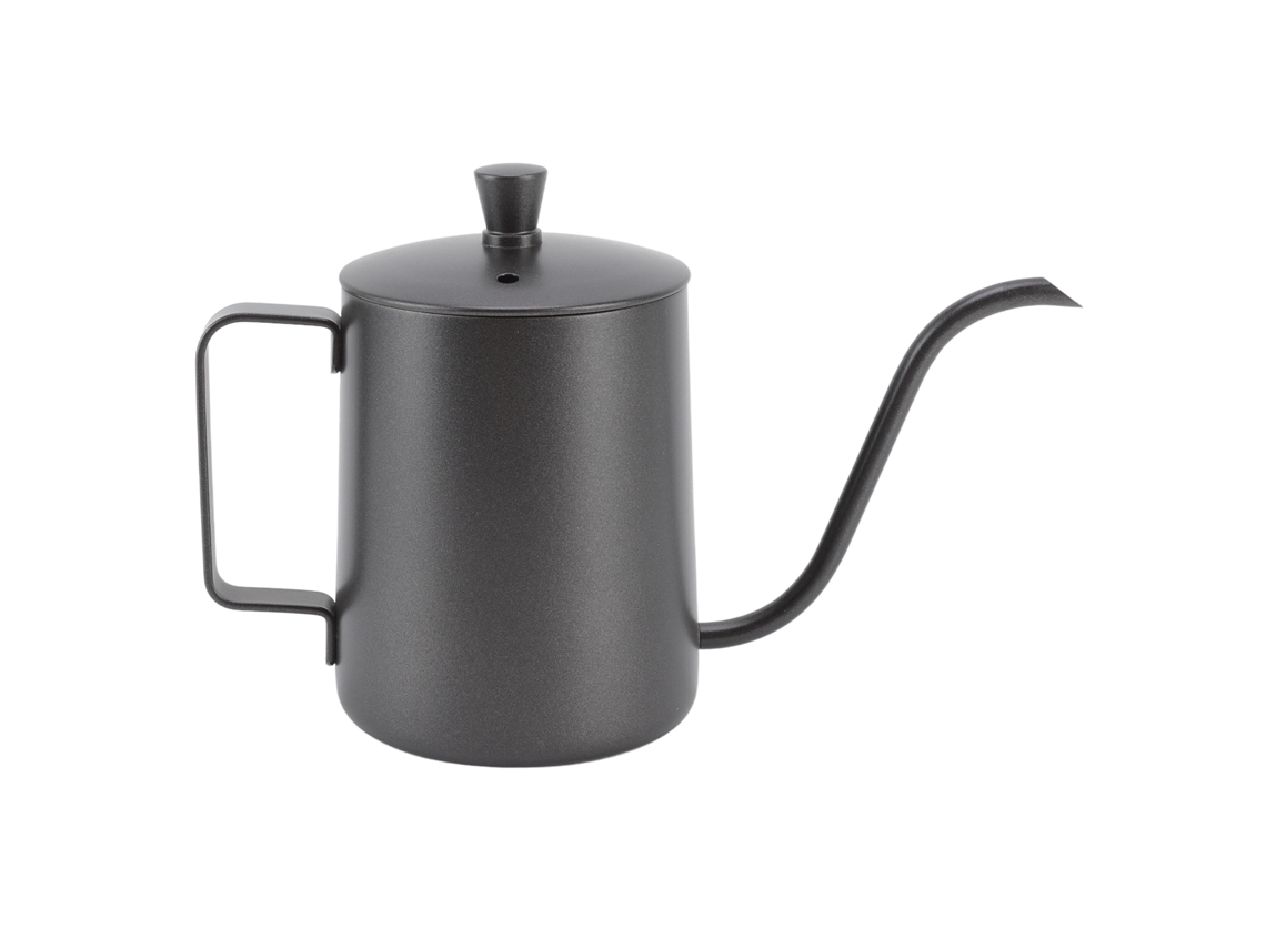 Cafetera de acero inoxidable con pico fino en forma de ganso, taza portátil, 350 ml, PTFE, negra, otros