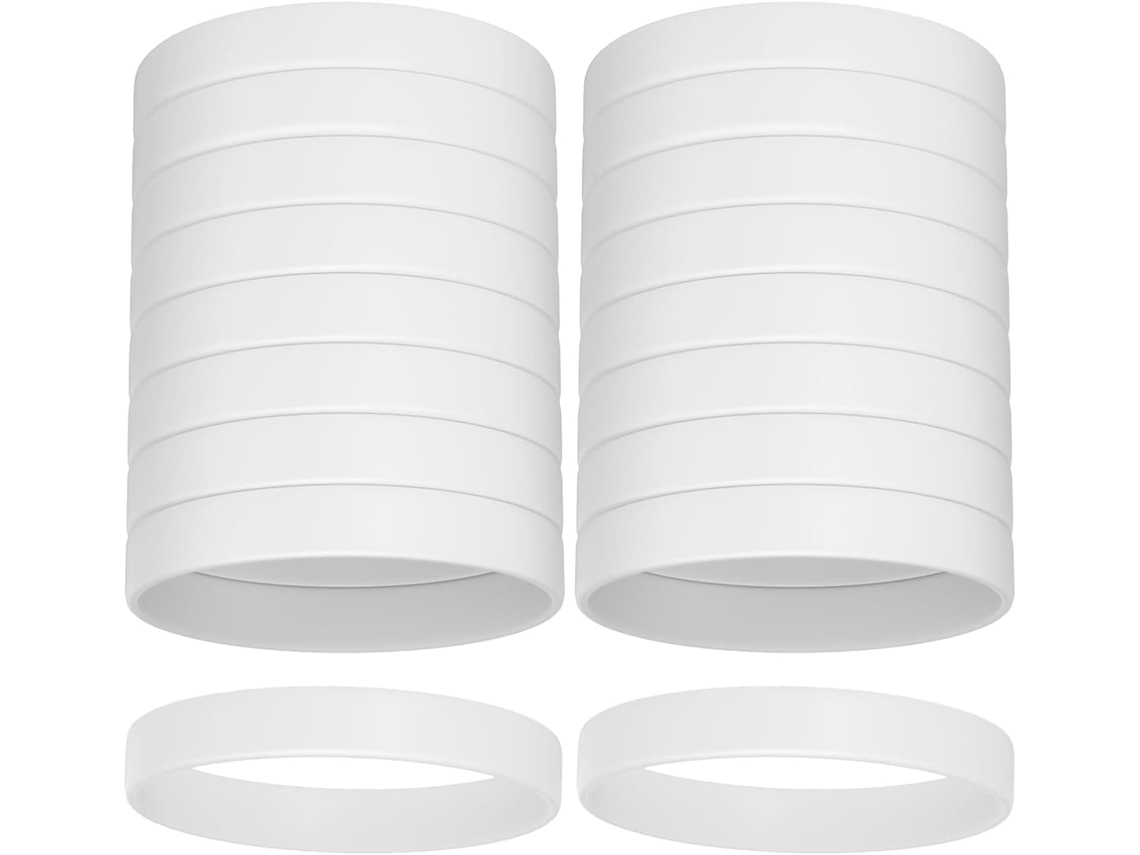 Paquete De 50 Pulseras Unisex De Silicona Blanca, Elásticas Y Versátiles Para Identificación.