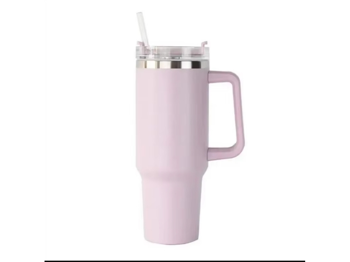 (morado Claro) Taza De Viaje Con Aislamiento De Doble Pared, 40 Oz (1200 Ml) Con Asa Y Pajita