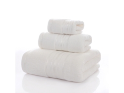 Conjunto De 3 Peças Toalhas Duráveis ​​de Puro Algodão, Alta Absorção E Suaves Para A Pele,branco,35x35cm/35x75cm/70x140cm Gertiz