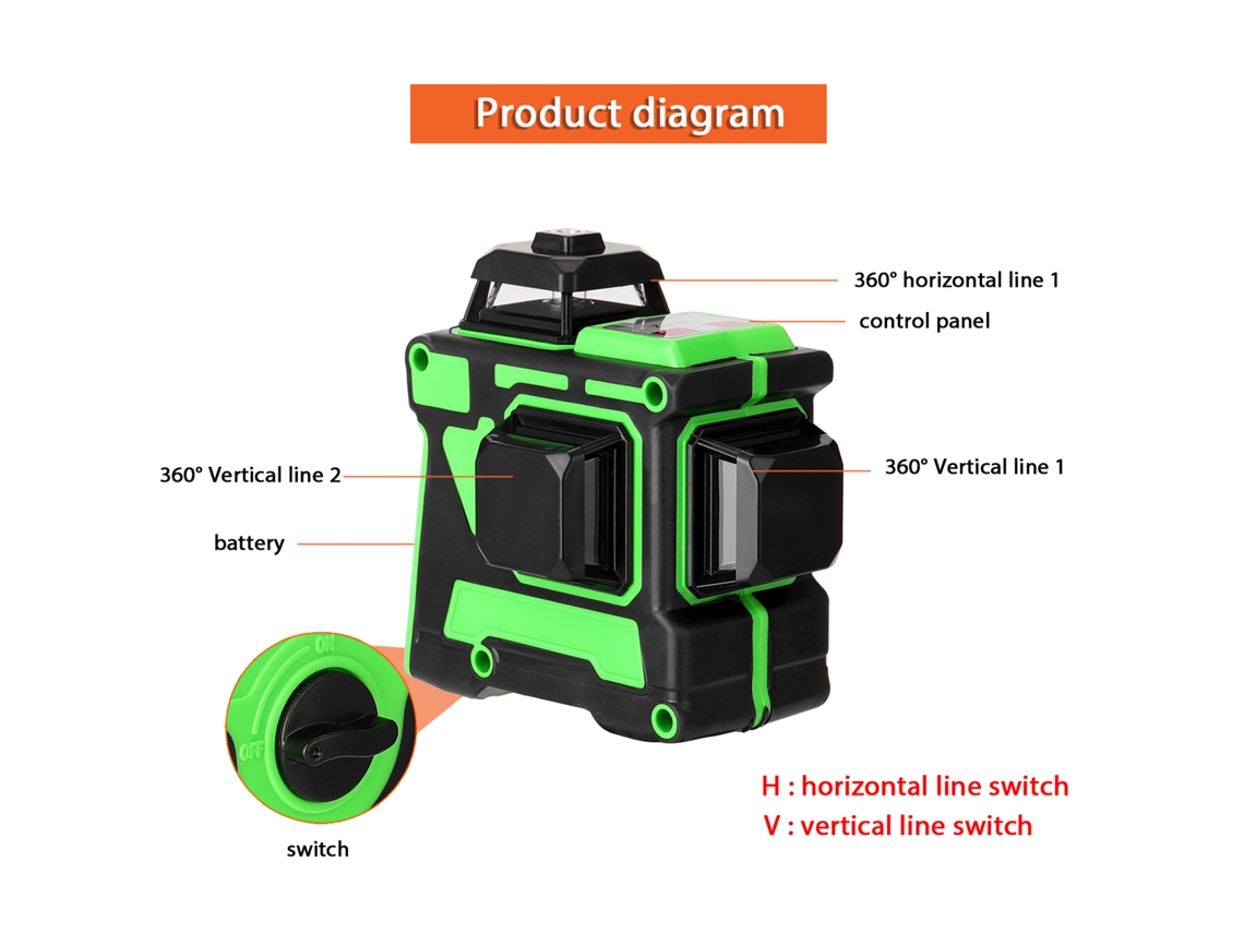 Nivel Láser 3d Con 12 Líneas Y Autonivelación (vertical Y Horizontal) - Herramienta De Nivelación De Maquinaria