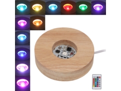 Base De Luz Led De Madera Ecológica Con Mando A Distancia Para Exhibir Objetos Decorativos.