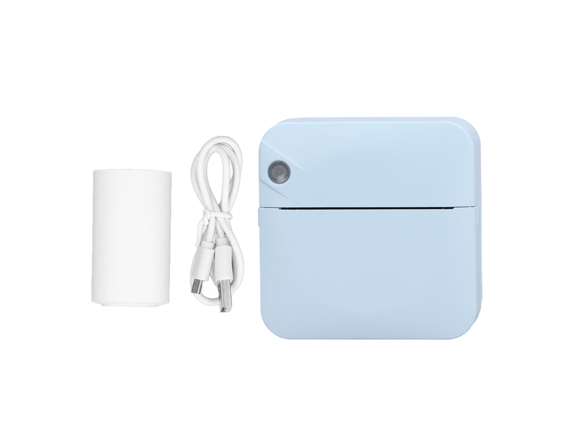 Mini Impresora Térmica Portátil Bluetooth, 200 Ppp, Batería De 1000 Mah, Con Papel Azul.