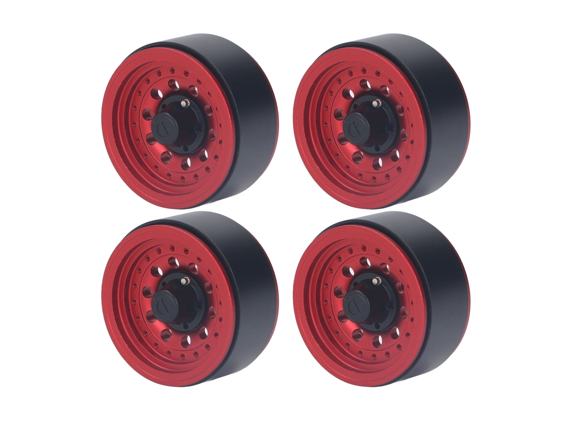 Juego De Ruedas Beadlock Rc De Aluminio De 1,9 Pulgadas Para Coches Rc A Escala 1/10 Axial Scx10 I Ii Iii, Color Rojo, 4 Piezas.